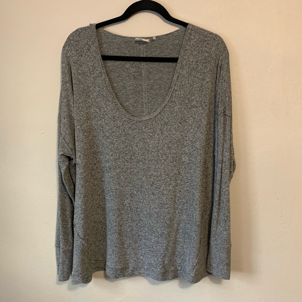 Out from Under Boxy Raw Hem Grey Shirt